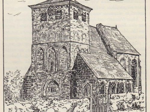 Tekening van de oude dorpskerk te Westervoort
